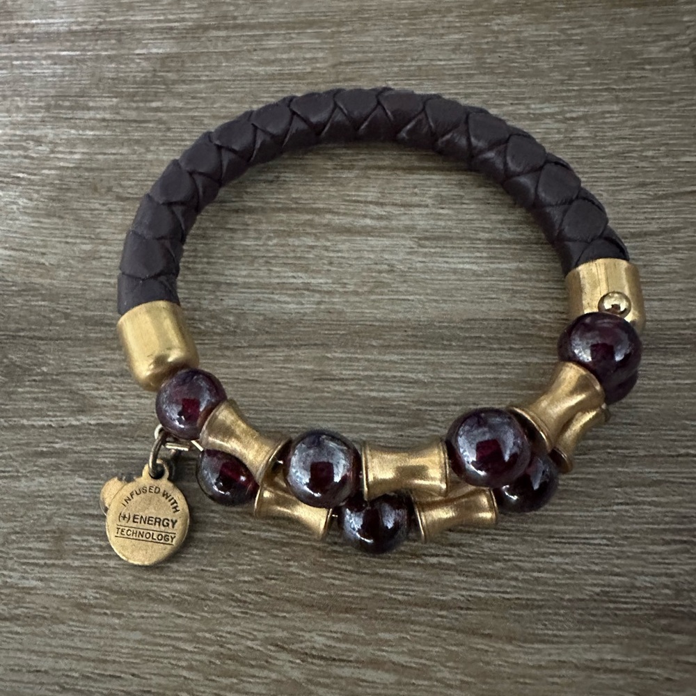 Alex and ani rare leather burgundy wrap